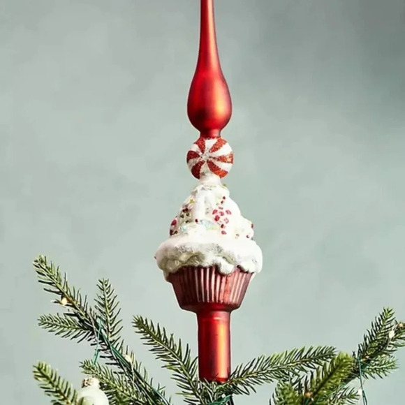 NWT Anthropologie Cupcake Glass Tree Topper - Picture 1 of 1